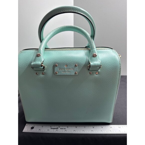 Kate Spade NY Wellesley Alessa Leather Satchel Hand Bag Mint Green - Picture 3 of 13